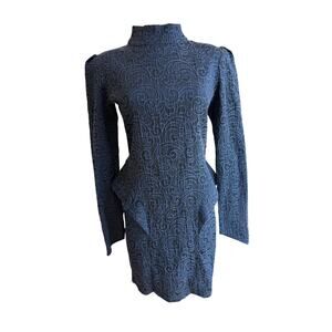 Again Made in L.A. Whimsey Goth 1940's Retro Black Jacquard Dress Size Medium